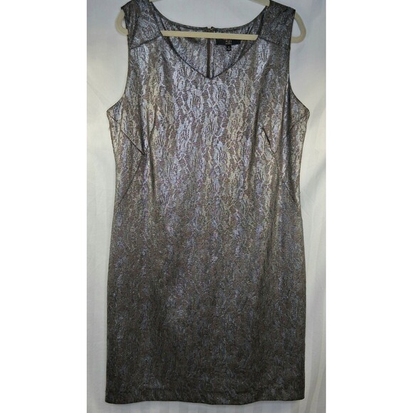 Alex Marie Silver Shimmer Sheath Dress Formal Holiday Date Night Size 16 - Picture 1 of 11